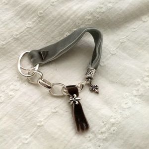Velvet & sterling silver bracelet w/French accents